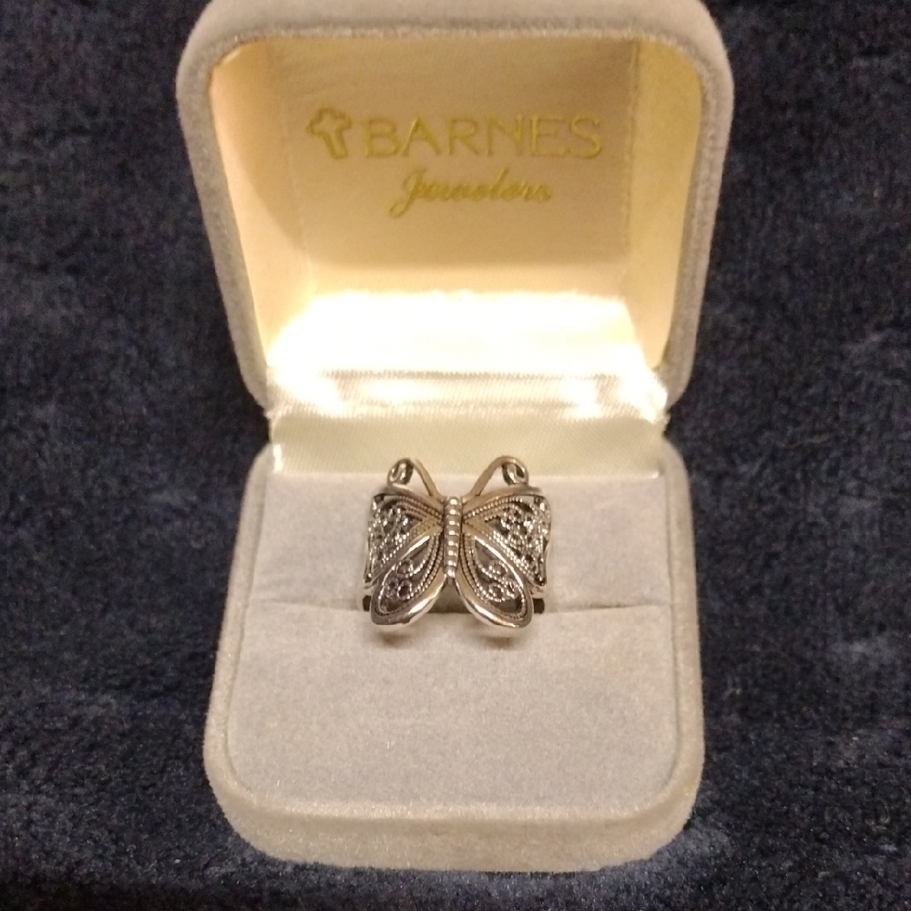 Barneys New York Silver Butterfly Motif Ring